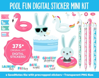 Pool Fun Digital Planner Stickers | GoodNotes, iPad and Android | Summer, Beach, Fun