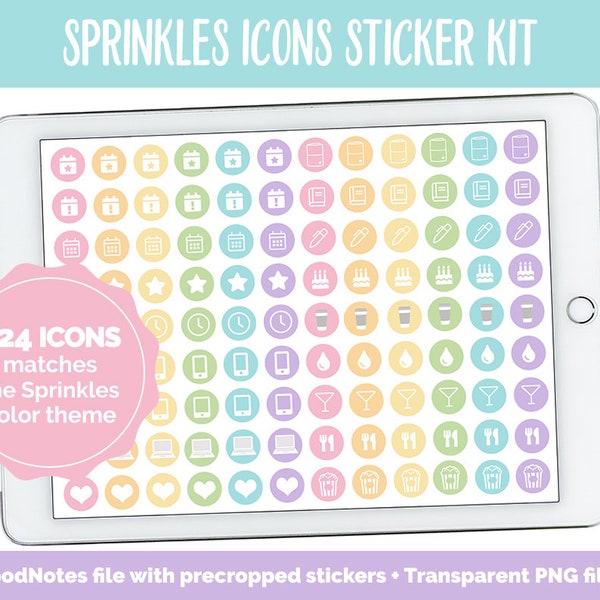 Sprinkles Icons Digital Planner Stickers | GoodNotes, iPad and Android | Icons, Life, Weather, Everyday