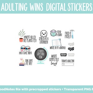 Adulting Wins Digital Stickers GoodNotes, iPad and Android Adulting, Tasks, Chores, To-Dos image 3