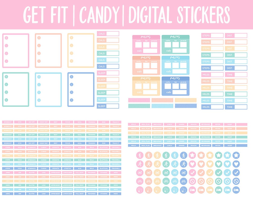 Get Fit Sticker Get Fit Candy Digital Stickers | Goodnotes & iPad | Fitness, Health ...