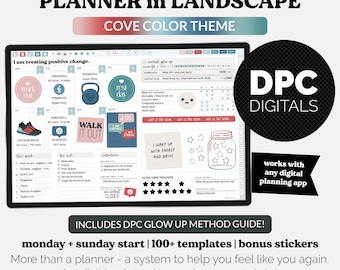 Agenda digital mensual DPC Glow Up en modo horizontal / Tema Cove / iPad y Android