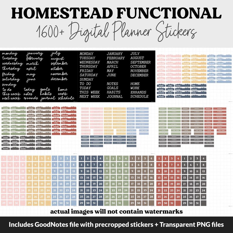 Homestead Functional Digital Sticker Set | Goodnotes, iPad & Android ...