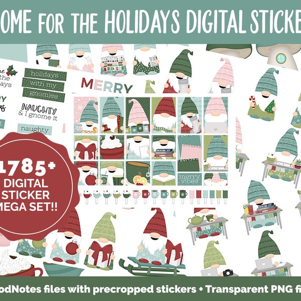 Gnome for the Holidays Digital Sticker Mega Bundle | GoodNotes & iPad | Christmas, Holidays, December, Papers, Activities, Adulting, Tasks