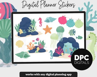 Tropical Ocean Digital Planner Stickers | iPad & Android | Oasis Theme