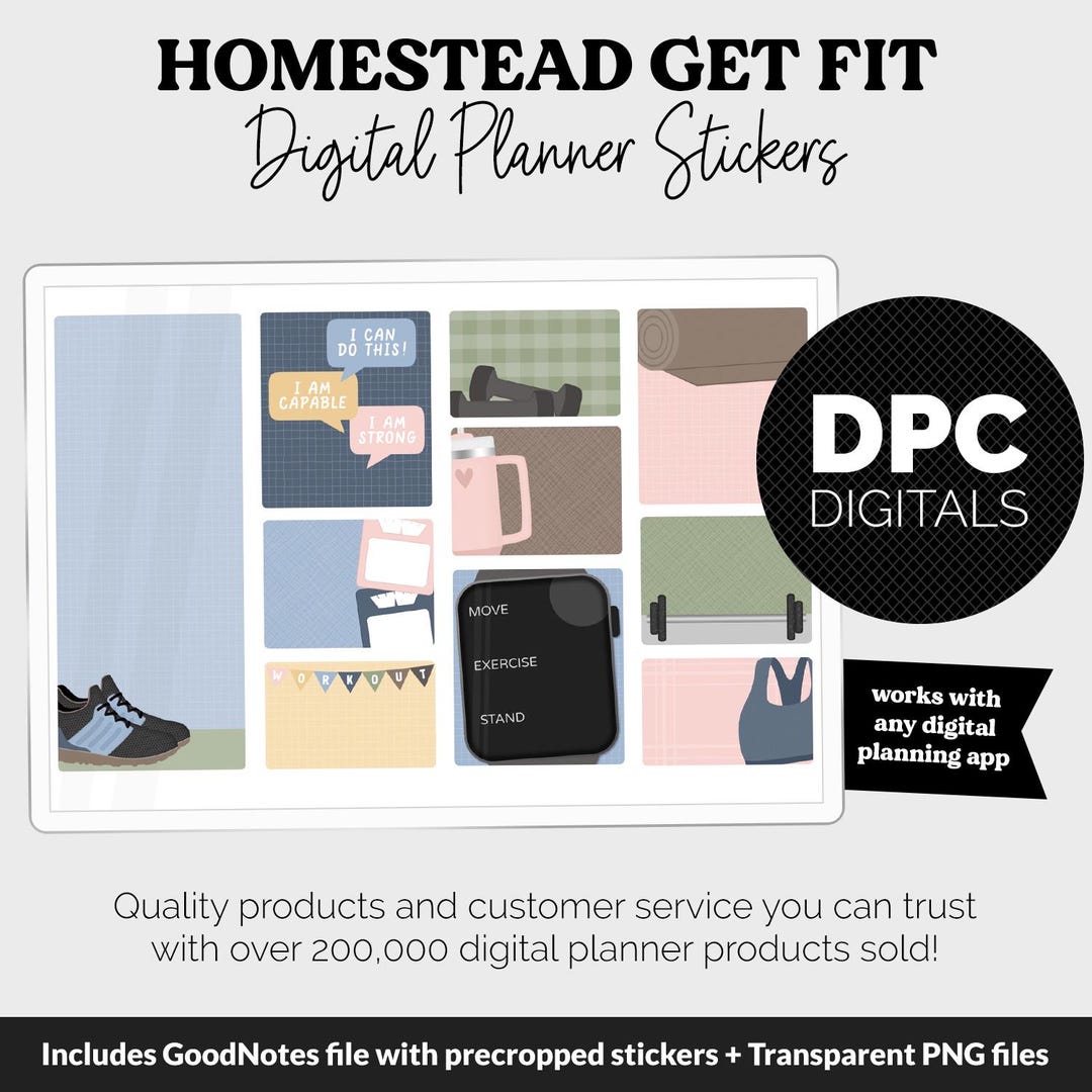 Get Fit Homestead Digital Stickers | Goodnotes & iPad | Fitness, Health ...