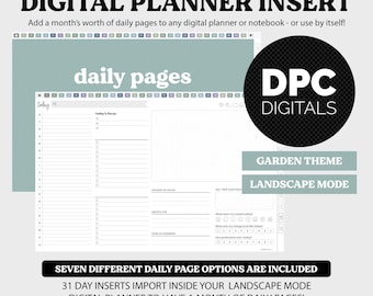 Linked Daily Landscape Digital Planner Insert | Garden Theme | iPad & Android