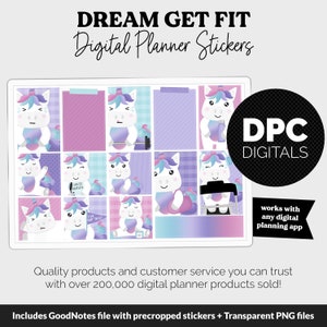 Get Fit Dream Digital Stickers | GoodNotes & iPad | Fitness, Health, Self-Care, Workout