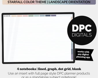 8-Subject Landscape Digital Notebooks 4- Pack | Starfall Theme | iPad & Android