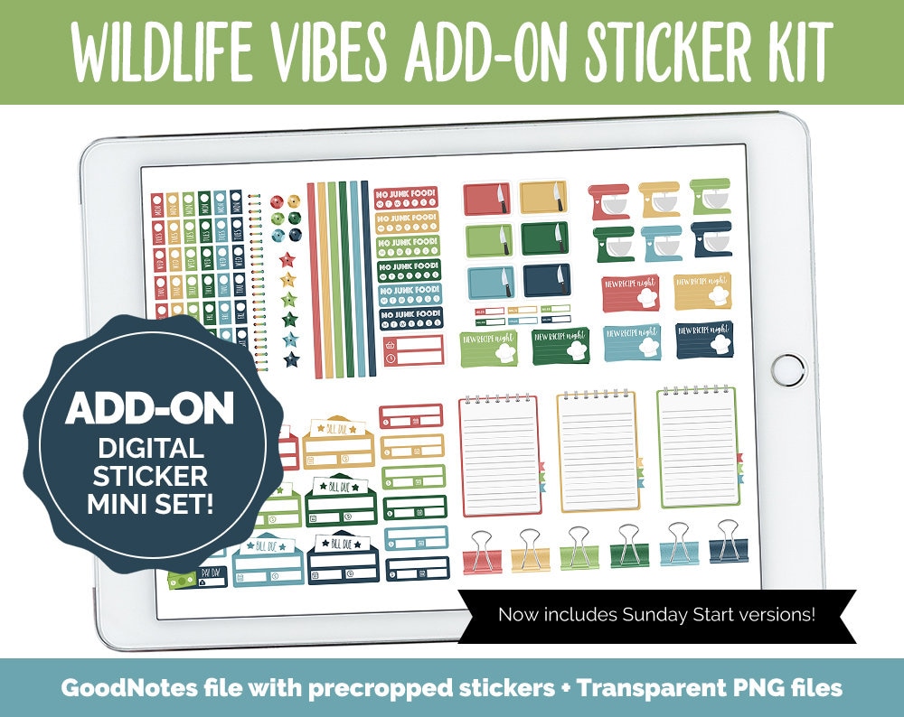 Wildlife Vibes Add-On Digital Stickers | GoodNotes & iPad | Trackers,…
