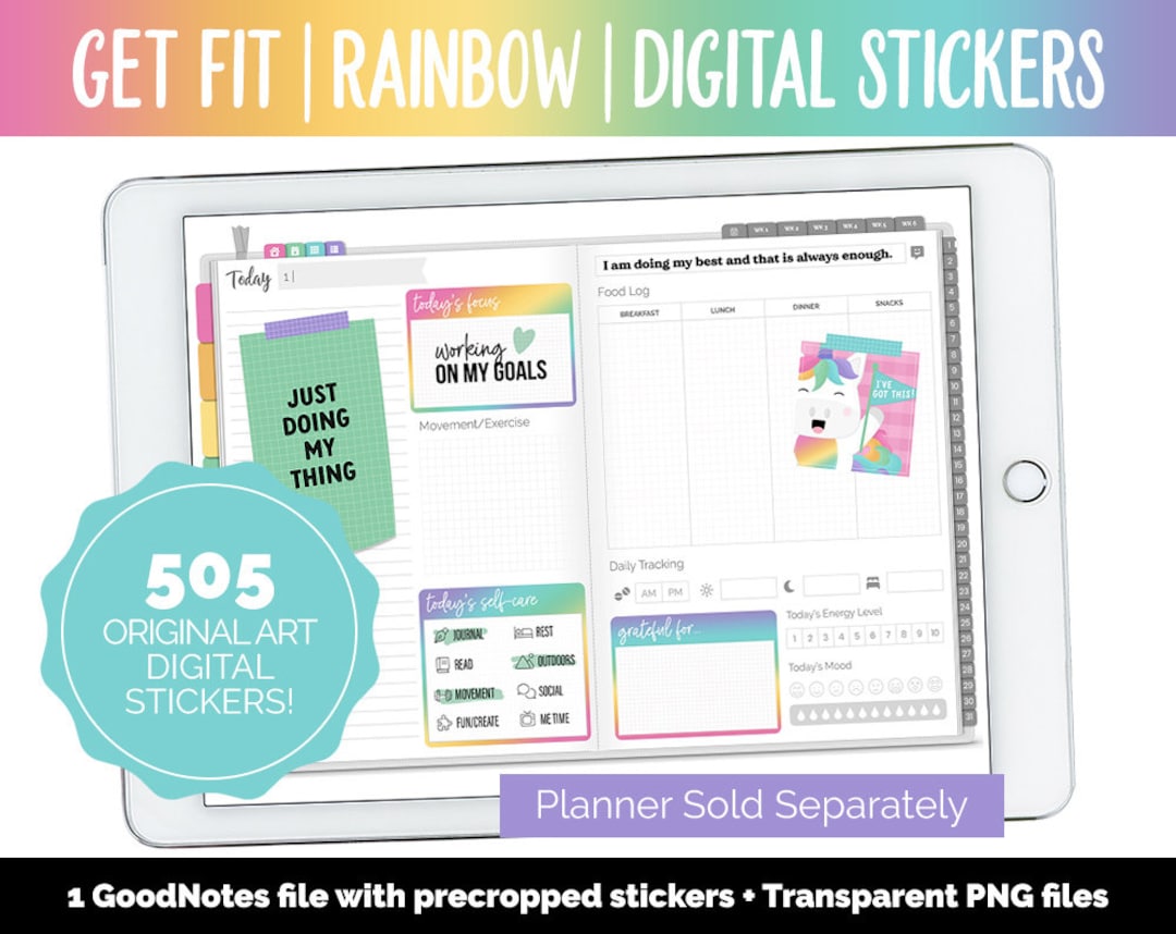 Get Fit Sticker Get Fit Rainbow Digital Stickers | Goodnotes & iPad | Fitness, Health ...