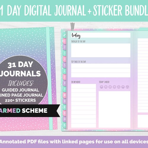 31 Day Digital Journal Sticker Bundle Fantasy Goodnotes Etsy