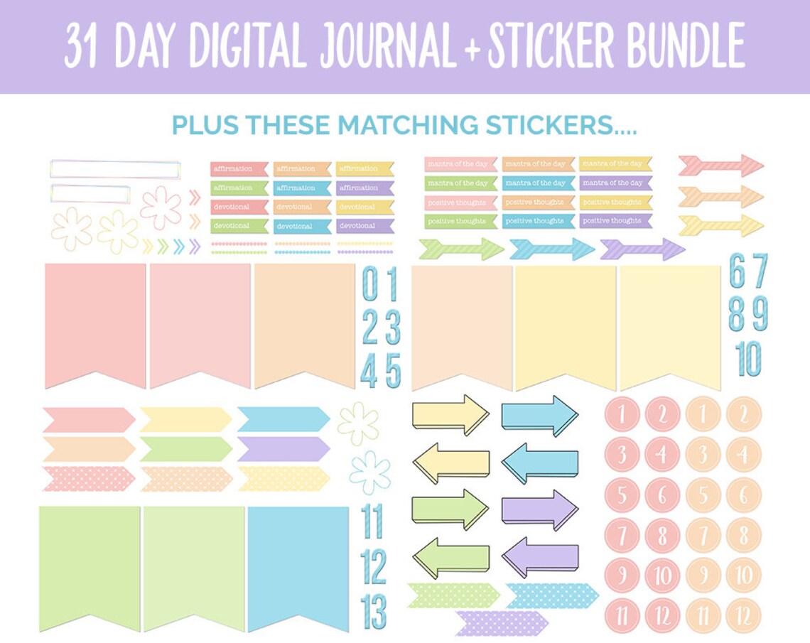 31 Day Digital Journal Sticker Bundle Fantasy Goodnotes Etsy