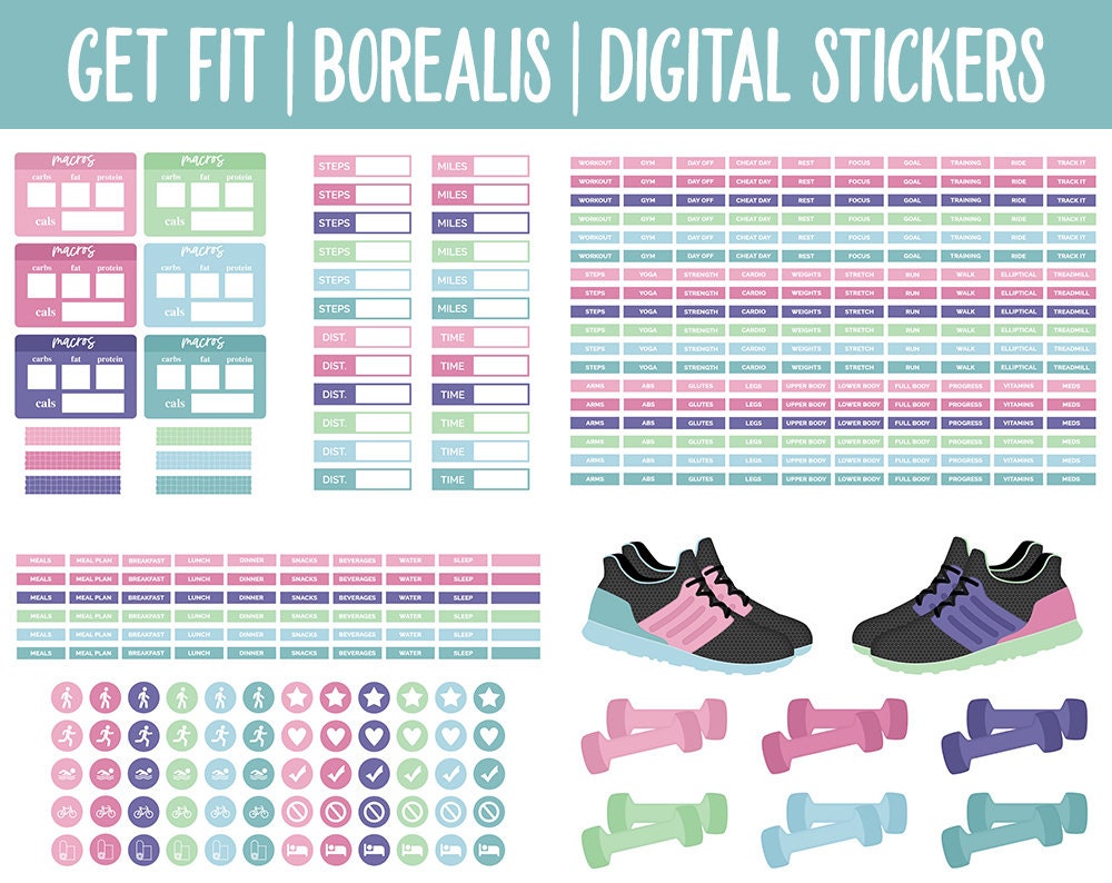 Get Fit Sticker Get Fit Borealis Digital Stickers | Goodnotes & iPad | Fitness, Health ...