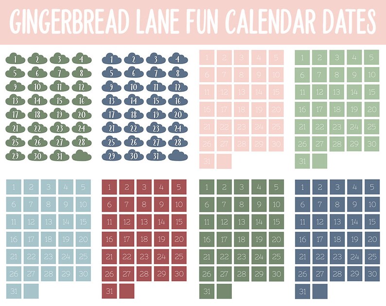 Gingerbread Lane Fun Calendar Date Digital Stickers GoodNotes, iPad and Android Festive image 3
