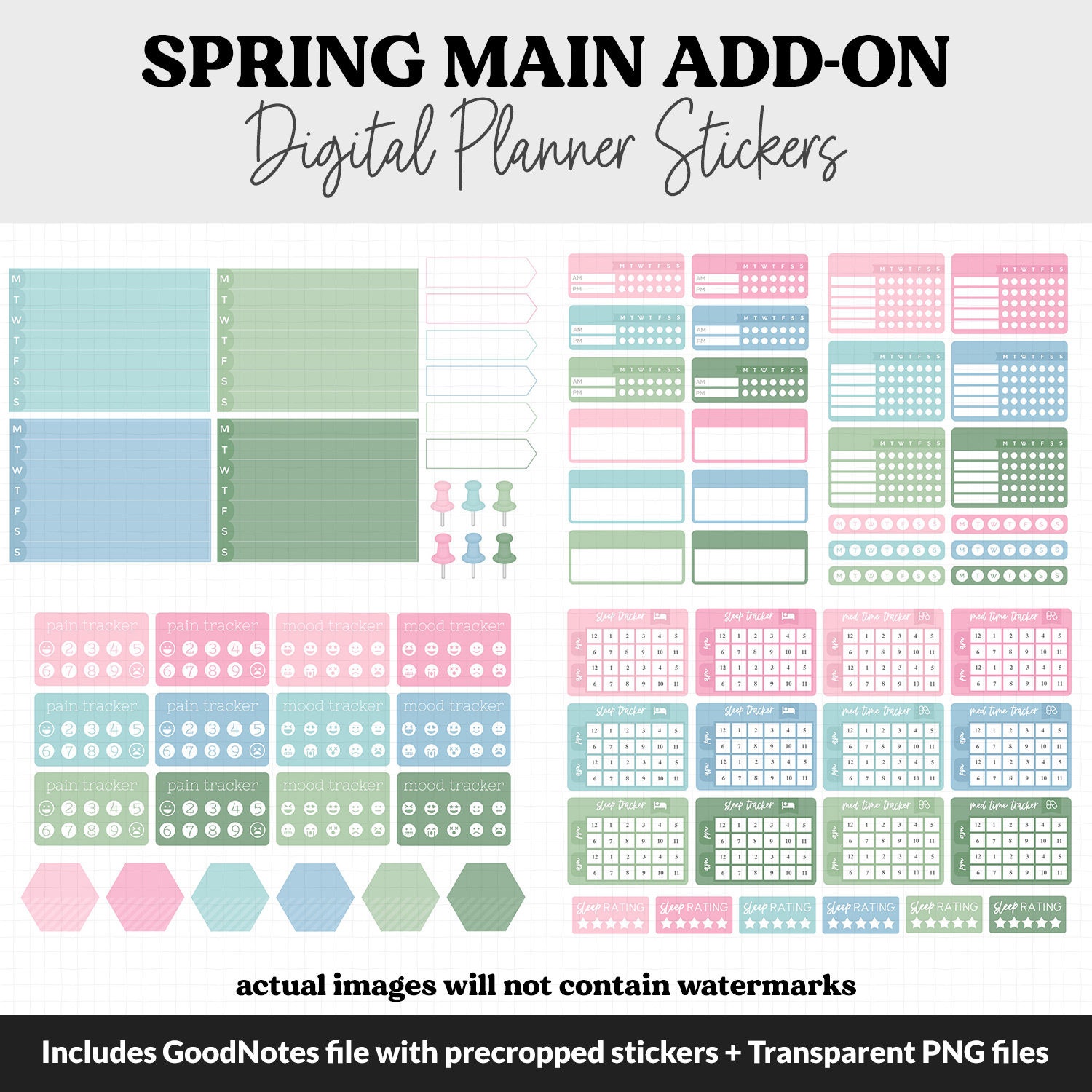 Spring Add On Spring Add-on Digital Stickers | Goodnotes & iPad | Trackers, Budget ...