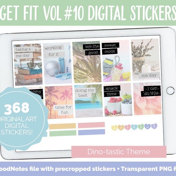Get Fit Vol #10 Digitale Aufkleber | GoodNotes & iPad | Fitness, Gesundheit, Self-Care, Workout | Dino-tastisch