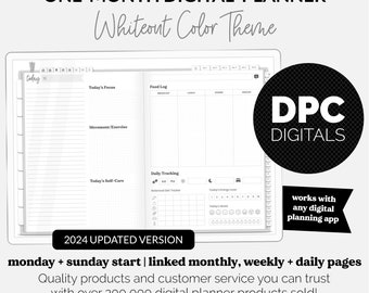 Get Fit One Month Digital Planner | Whiteout Theme | GoodNotes, iPad, Android | Workout, Fitness, Health, Wellness, Self-Care