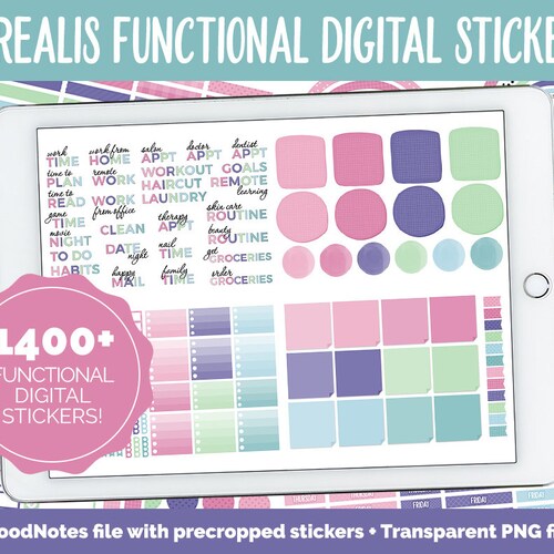 Aurora Functional Digital Sticker Set Goodnotes Ipad & - Etsy