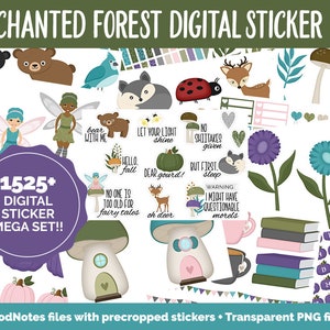 Enchanted Forest Digital Sticker Mega Bundle | GoodNotes & iPad | Fall, September, Fairies, Magical, Woodland