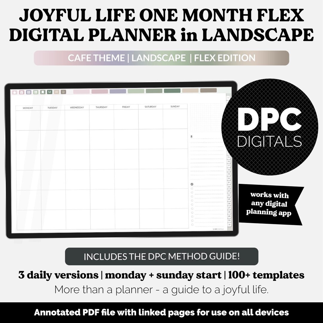 One Month Joyful Life Flex Landscape Mode Digital Planner | Cafe | iPad ...