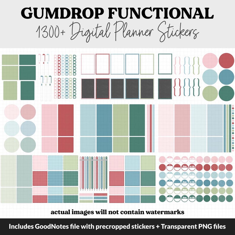 Gumdrop Functional Digital Sticker Set | iPad & Android | Gumdrop Theme ...