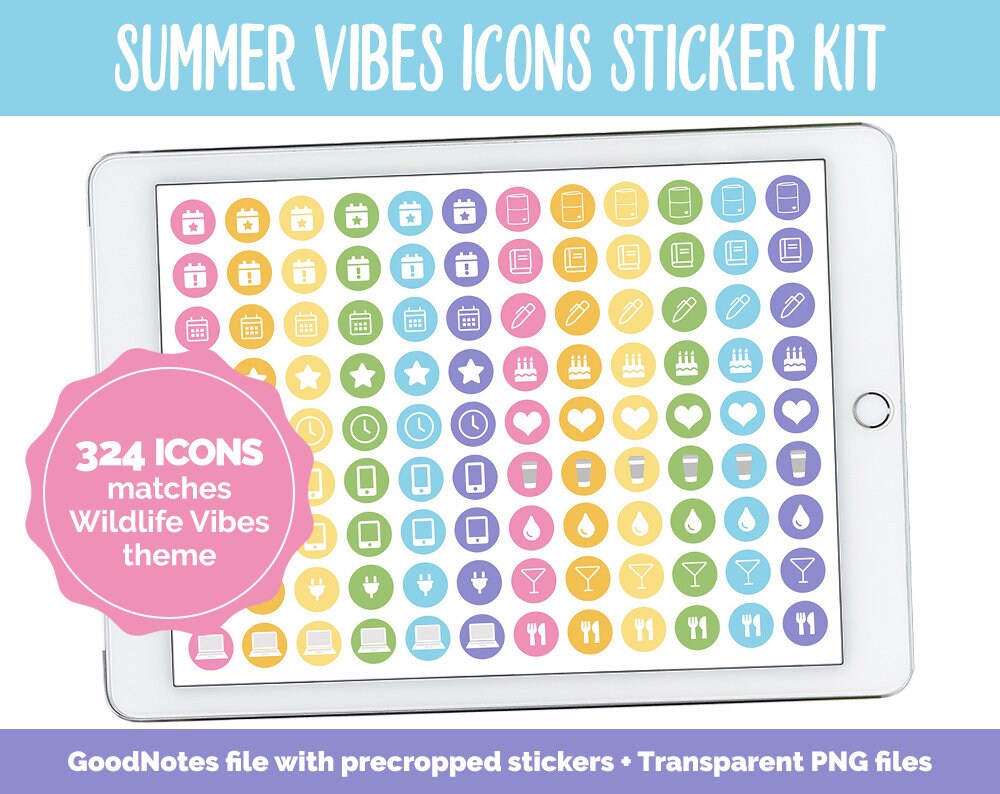 Summer Vibes Icon Digital Planner Stickers | GoodNotes, iPad and Andr…