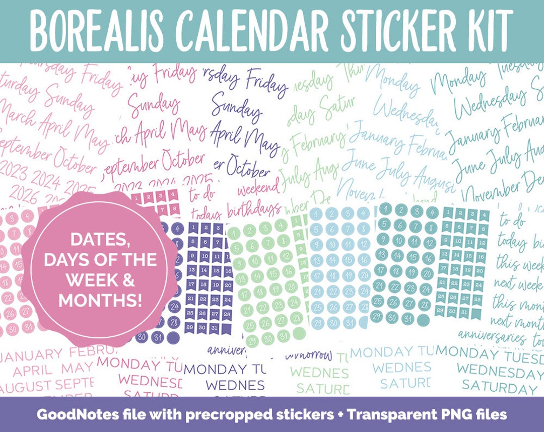 Borealis Calendar Essentials Digital Planner Stickers | Goodnotes, iPad ...