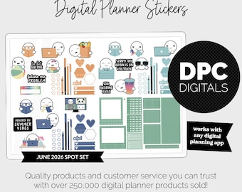 Spot Plans June Digital Stickers | iPad & Android | Oasis Theme