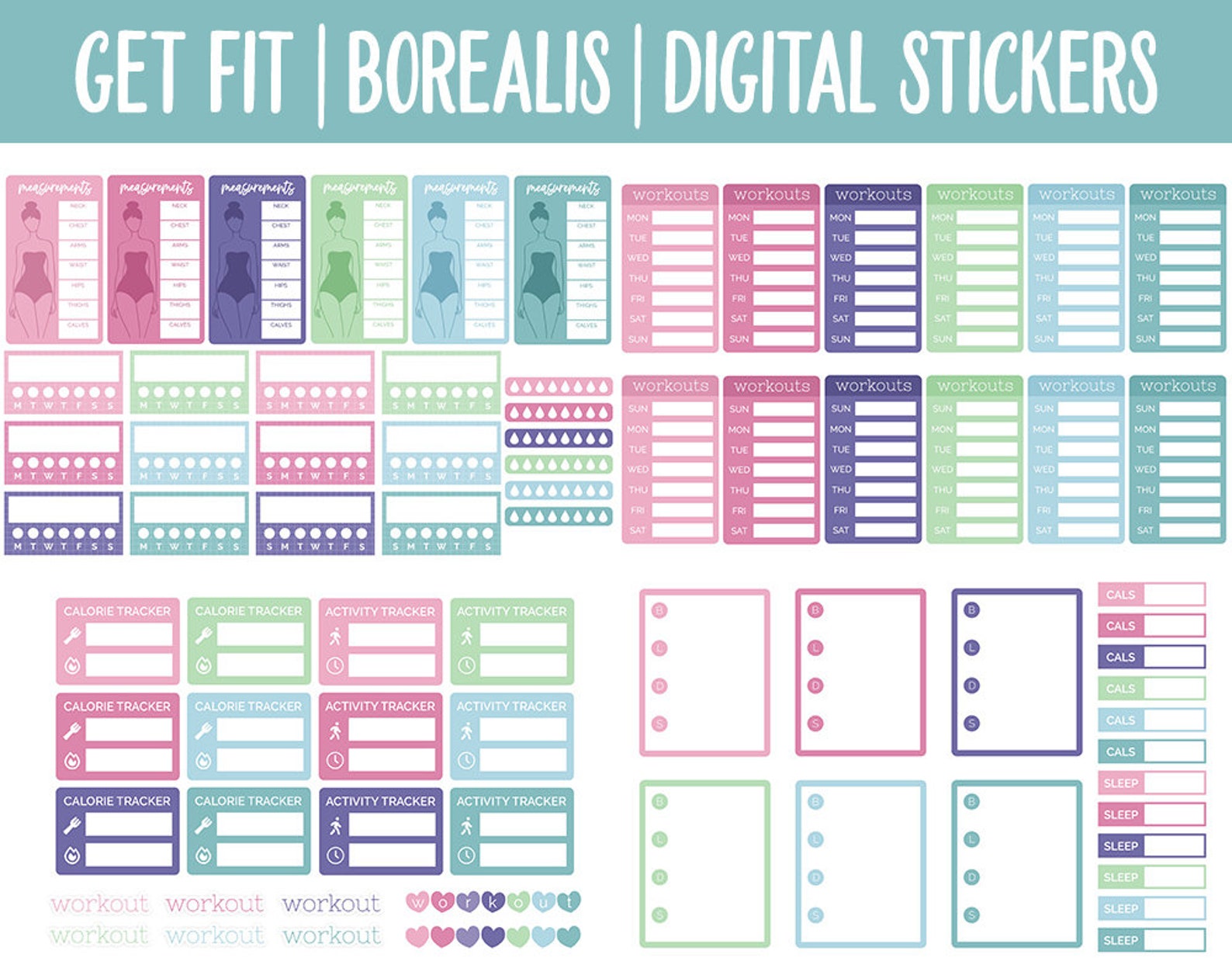Get Fit Sticker Get Fit Borealis Digital Stickers | Goodnotes & iPad | Fitness, Health ...