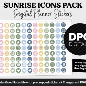Sunrise Icons Digital Planner Stickers | GoodNotes, iPad and Android | Icons, Life, Weather, Everyday
