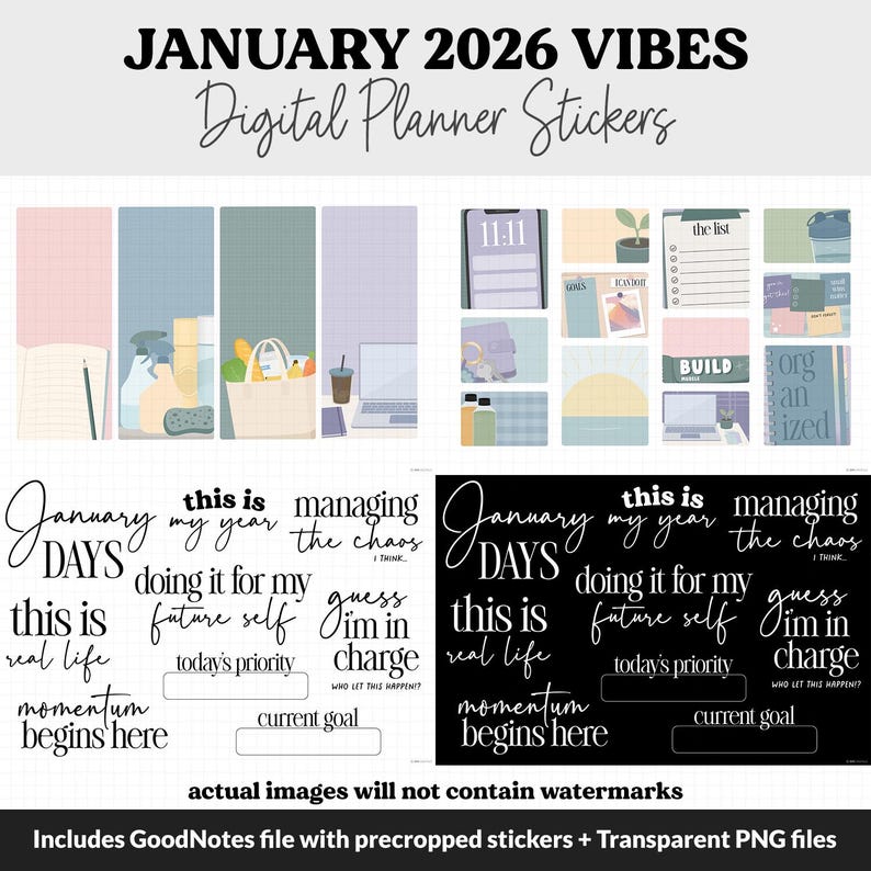 January 2026 Vibes Digital Planner Stickers | iPad & Android | Glimmer ...