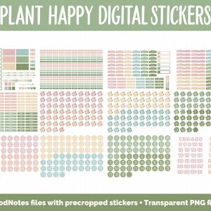 Plant Happy Digital Sticker Mega Bundle GoodNotes & iPad March, Growth, Floral, Spring, Goals, Tasks image 8