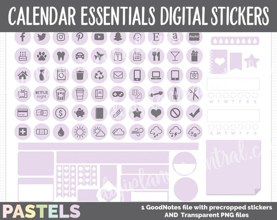 Pastel Purple Digital Calendar Sticker Pack Pastels Etsy