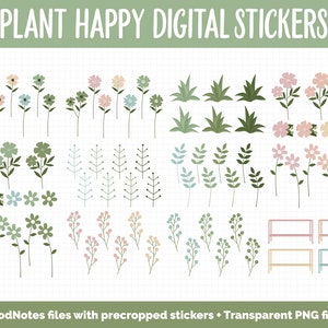 Plant Happy Digital Sticker Mega Bundle GoodNotes & iPad March, Growth, Floral, Spring, Goals, Tasks image 4