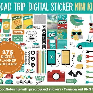 Road Trip Mini Kit Digital Stickers Goodnotes, iPad and Android Travel,  Vacation, Holiday, Memory Keeping, Scrapbook 