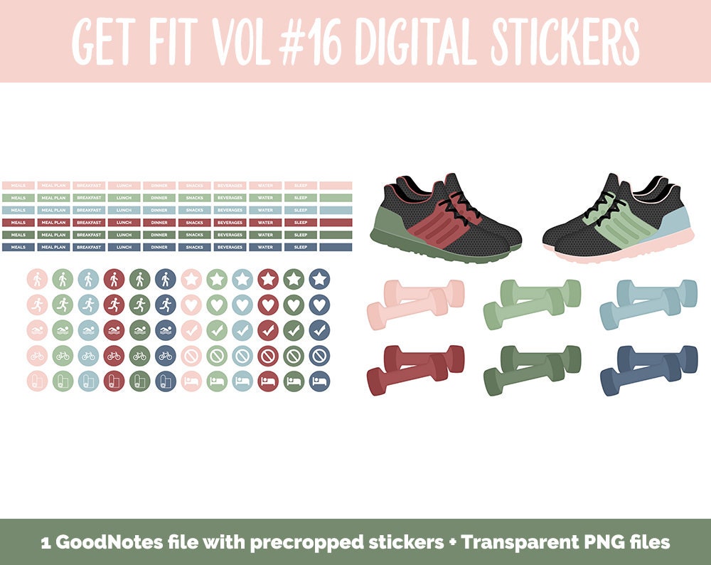 Get Fit Sticker Get Fit Vol #16 Digital Stickers | Goodnotes & iPad | Fitness, Health ...