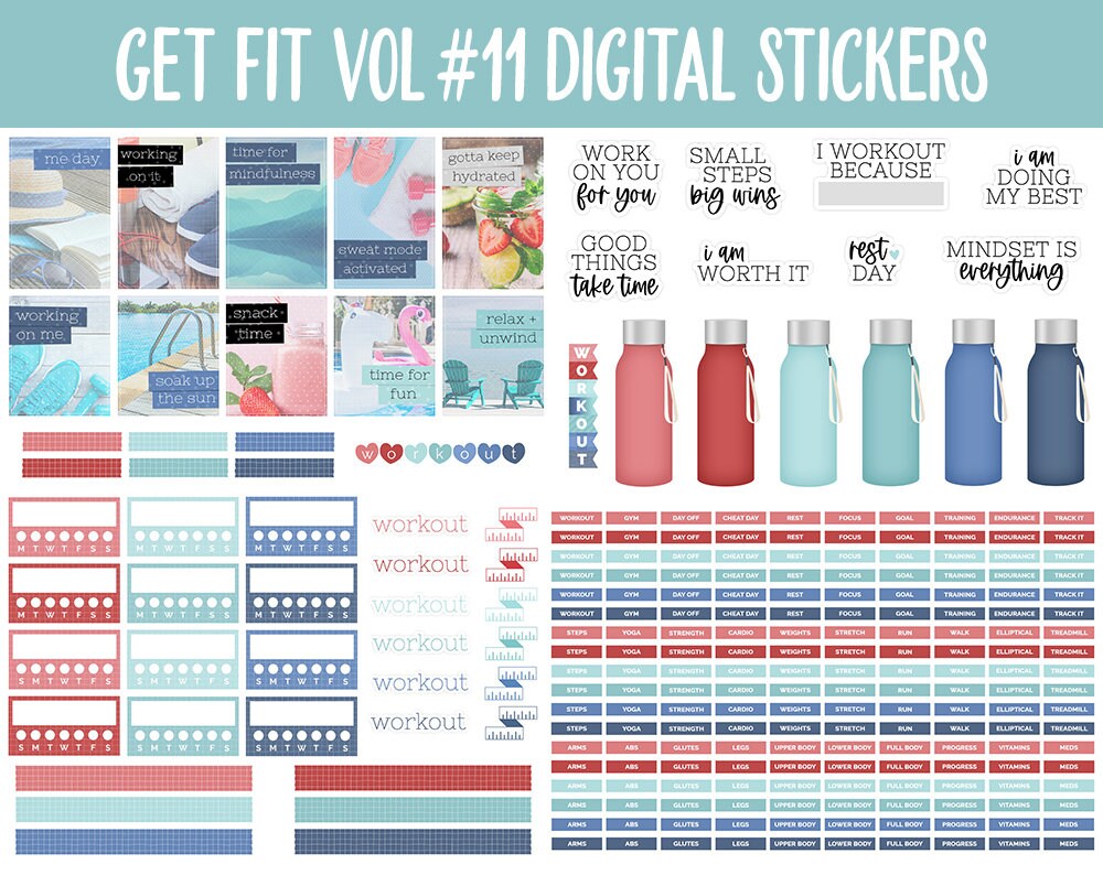 Get Fit Sticker Get Fit Vol #11 Digital Stickers | Goodnotes & iPad | Fitness, Health ...