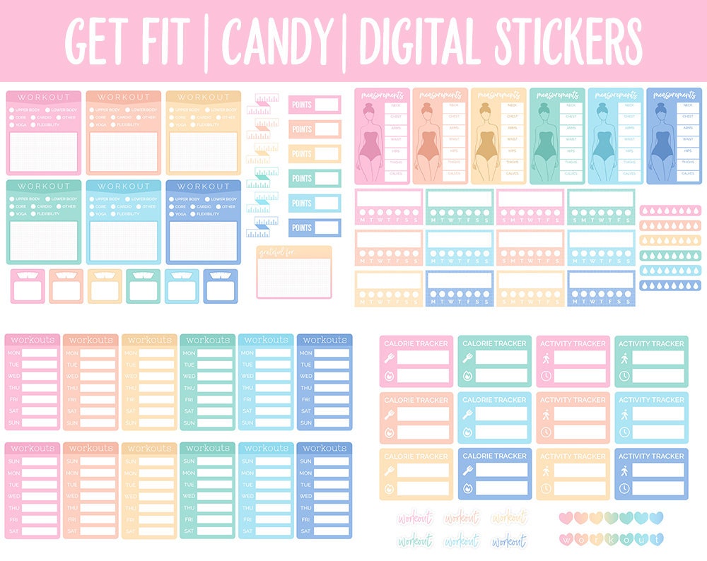 Get Fit Sticker Get Fit Candy Digital Stickers | Goodnotes & iPad | Fitness, Health ...