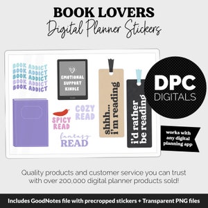 Book Lovers Digital Planner Stickers | GoodNotes, iPad and Android | Reading