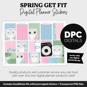 Get Fit Spring Digital Stickers | GoodNotes & iPad | Fitness, Health, Self-Care, Workout