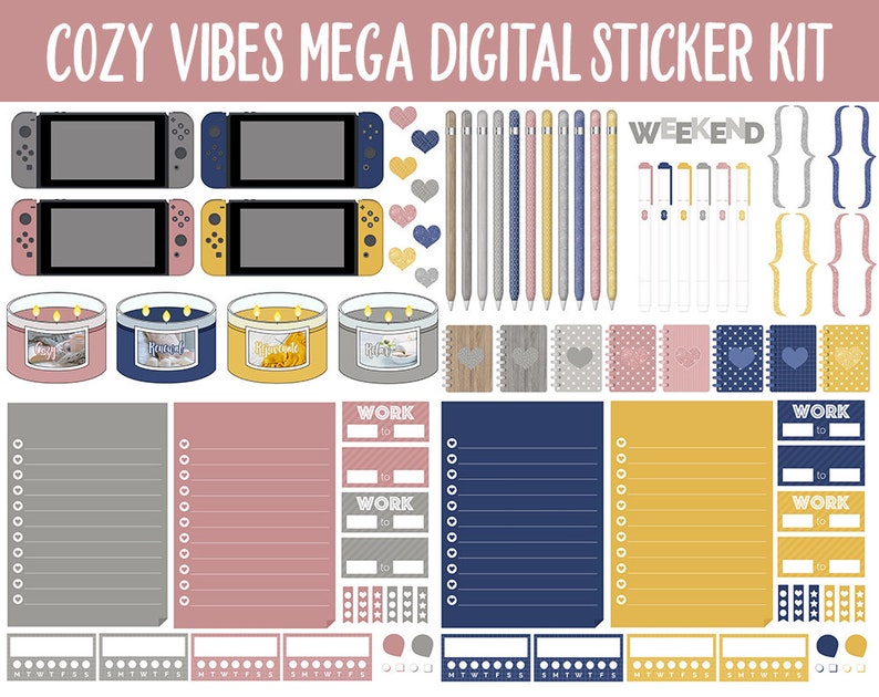 Cozy Vibes Digital Planner Sticker Mega Kit GoodNotes, iPad and Android Autumn, October, Self-Care, Hygge, Home image 6