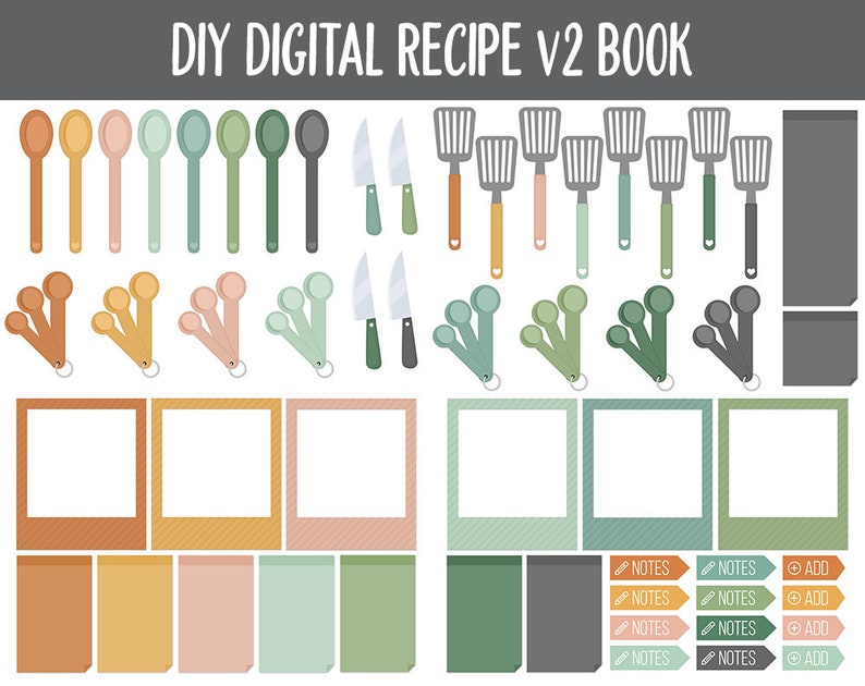 UPDATED DIY Digital Recipe Book V2 Sticker Set Goodnotes - Etsy