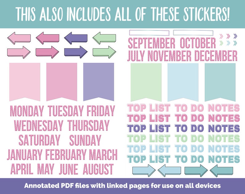 31 Day Digital Journal Sticker Bundle Borealis Theme Etsy