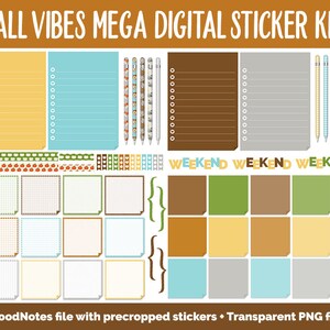 Fall Vibes Digital Planner Sticker Mega Kit GoodNotes, iPad and Android Autumn, September image 8