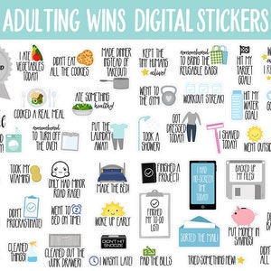 Adulting Wins Digital Stickers GoodNotes, iPad and Android Adulting, Tasks, Chores, To-Dos image 2