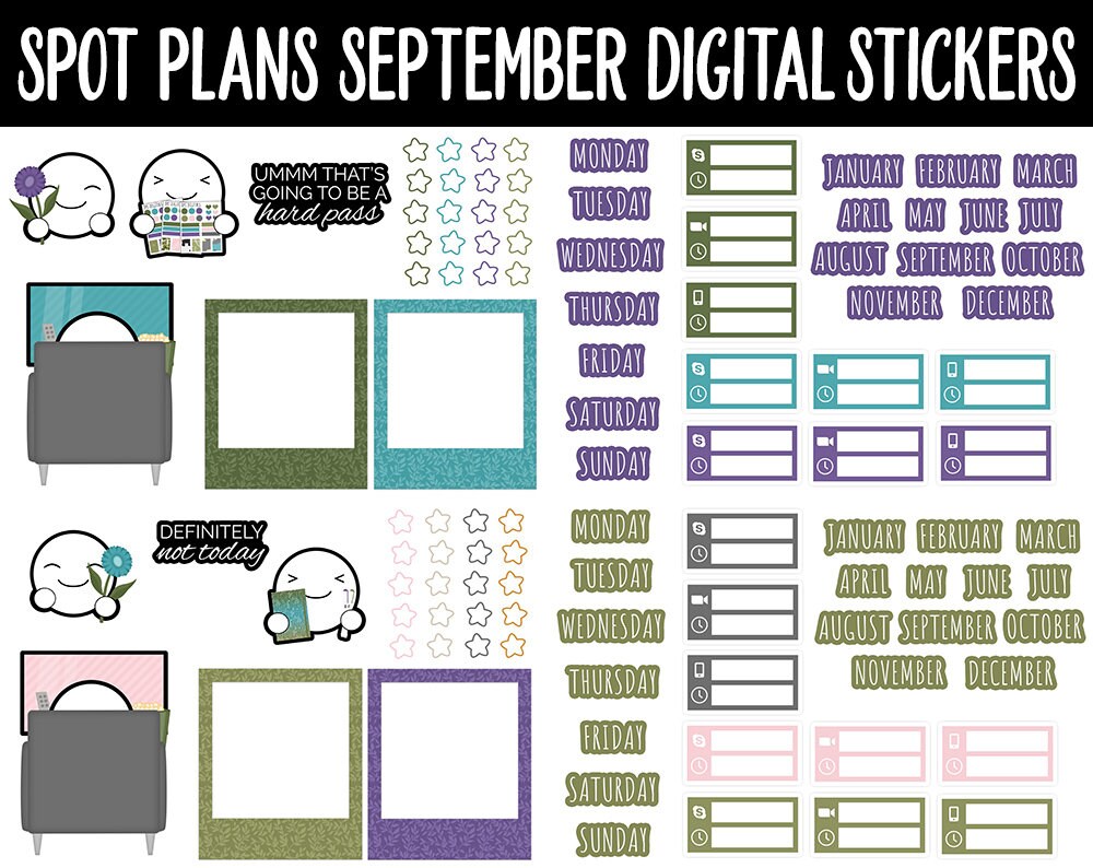 Spot Plans September Digital Stickers Goodnotes Ipad and - Etsy