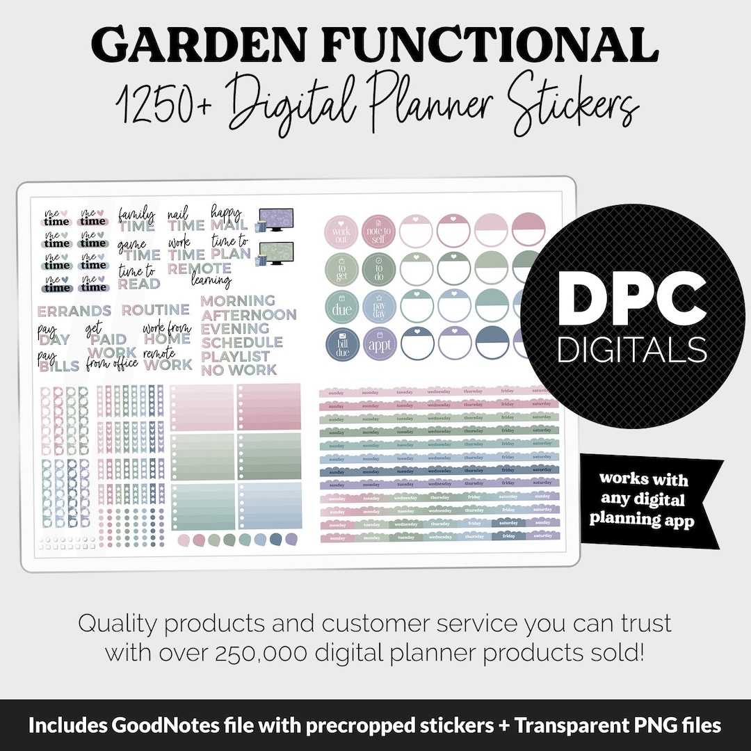 Garden Functional Mega Digital Sticker Set | iPad & Android - Etsy