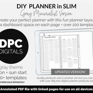 DIY Slim Digital Planner | Gray | Minimalist | Whiteout | GoodNotes, iPad & Android