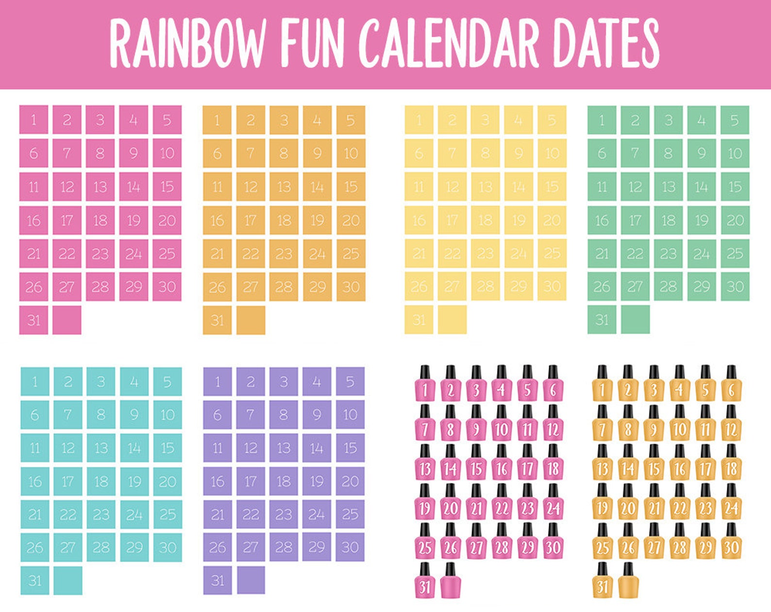 Rainbow Fun Calendar Date Digital Stickers | Goodnotes, iPad and ...