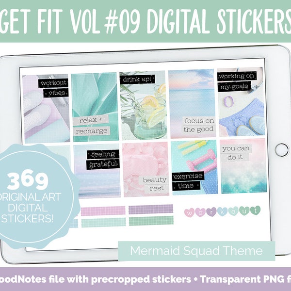 Get Fit Vol #09 Digital Stickers | GoodNotes & iPad | Fitness, Health, Self-Care, Workout | Mermaid Squad